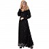 Layered printed abaya-black-white Layered printed abaya-black-white