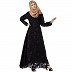 Layered printed abaya-black-white Layered printed abaya-black-white