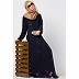 Layered printed abaya- blue-red