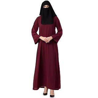 Arabian abaya with naqaab set- Maroon-Black