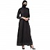 Casual Abaya with striped border- Black Casual Abaya with striped border- Black