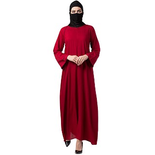 A-line Rayon Cotton abaya- Maroon