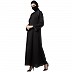 A-line abaya with contrast details- Black A-line abaya with contrast details- Black