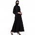 A-line abaya with contrast details- Black A-line abaya with contrast details- Black