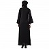 A-line abaya with contrast details- Black A-line abaya with contrast details- Black