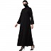 Front open abaya with mandarin collar- Black Front open abaya with mandarin collar- Black