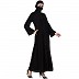 Front open abaya with mandarin collar- Black Front open abaya with mandarin collar- Black