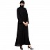 Front open abaya with mandarin collar- Black Front open abaya with mandarin collar- Black