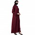 Front open abaya with mandarin collar- Maroon Front open abaya with mandarin collar- Maroon