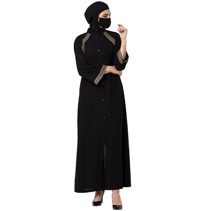 open front abaya black