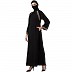 Front open abaya with lacework- Black Front open abaya with lacework- Black