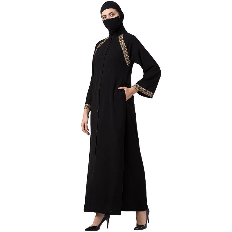 open front abaya black