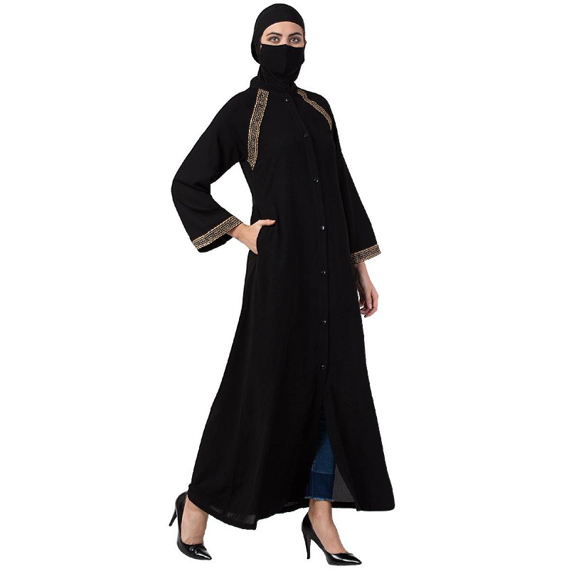 open front abaya black