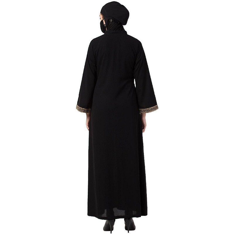 black abaya open front