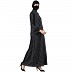 Casual Abaya with stripes- Black Casual Abaya with stripes- Black