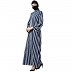 Casual Abaya with stripes- Blue-White Casual Abaya with stripes- Blue-White