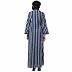 Casual Abaya with stripes- Blue-White Casual Abaya with stripes- Blue-White