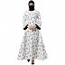 Umbrella abaya with cuff sleeves- Black-White  Umbrella abaya with cuff sleeves- Black-White