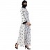 Umbrella abaya with cuff sleeves- Black-White  Umbrella abaya with cuff sleeves- Black-White