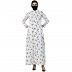 Front open abaya with mandarin collar- Black-White Front open abaya with mandarin collar- Black-White