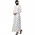 Front open abaya with mandarin collar- Black-White Front open abaya with mandarin collar- Black-White
