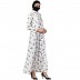 Front open abaya with mandarin collar- Black-White Front open abaya with mandarin collar- Black-White