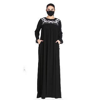 Designer embroidery abaya with matching Hijab- Black