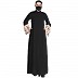 Front open abaya with embroidered bell sleeves- Black Front open abaya with embroidered bell sleeves- Black