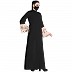 Front open abaya with embroidered bell sleeves- Black Front open abaya with embroidered bell sleeves- Black