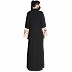 Front open abaya with embroidered bell sleeves- Black Front open abaya with embroidered bell sleeves- Black