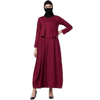 Casual abaya with an extra layer- Maroon