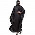 Kaftan Abaya with polka dotted border- Black Kaftan Abaya with polka dotted border- Black