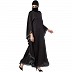 Kaftan Abaya with polka dotted border- Black Kaftan Abaya with polka dotted border- Black