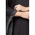 Kaftan Abaya with polka dotted border- Black Kaftan Abaya with polka dotted border- Black