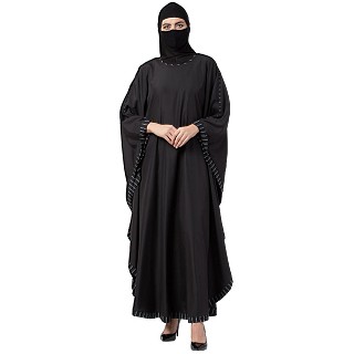 Kaftan Abaya with striped border- Black