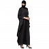 Kaftan Abaya with striped border- Black Kaftan Abaya with striped border- Black