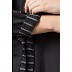 Kaftan Abaya with striped border- Black Kaftan Abaya with striped border- Black