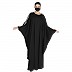 Black Nida Kaftan abaya with White contrast