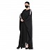 Black Nida Kaftan abaya with White contrast