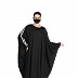 Black Nida Kaftan abaya with White contrast