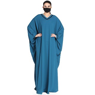 Nida Matte kaftan abaya with lacework- Teal