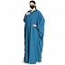 Nida Matte kaftan abaya with lacework- Teal Nida Matte kaftan abaya with lacework- Teal