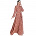 Printed abaya with large flare at bottom Printed abaya with large flare at bottom