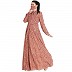 Printed abaya with large flare at bottom Printed abaya with large flare at bottom
