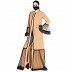 Designer front open abaya with matching Hijab- Sand Designer front open abaya with matching Hijab- Sand
