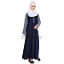 A beautiful simple abaya with printed sleeves- Navy blue