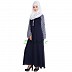A beautiful simple abaya with printed sleeves- Navy blue