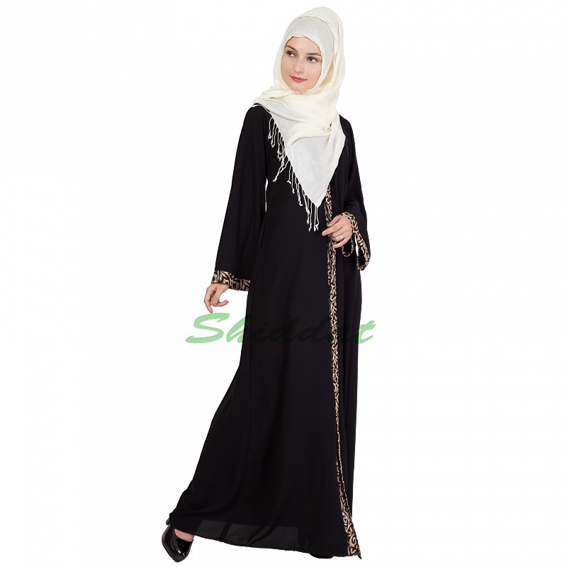 Front Open designer Burqa in Black color online in India