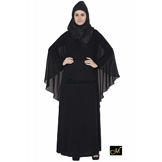 Trendy Black Abaya with Outer Layer