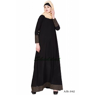  A-line designer abaya - Black color